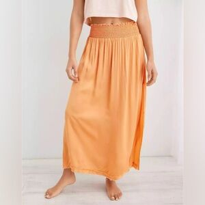 NWT Aerie Orange Satin Maxi Skirt Size XS